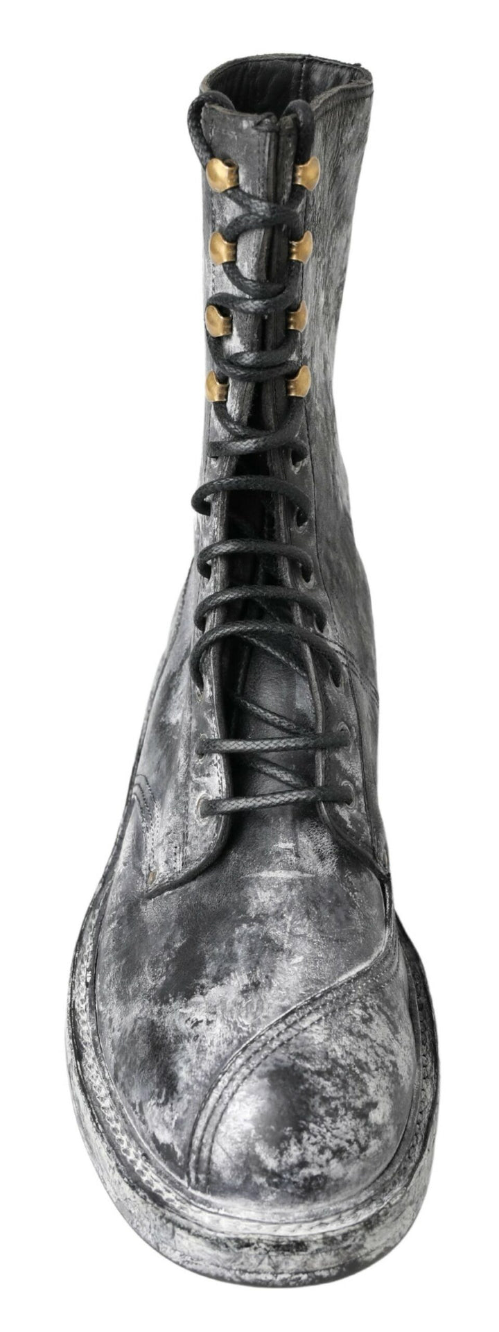 Dolce &amp; Gabbana Sample Sale Dolce &amp; Gabbana Black Gray Leather Mid Calf Boots Shoes - | Designer outlet
