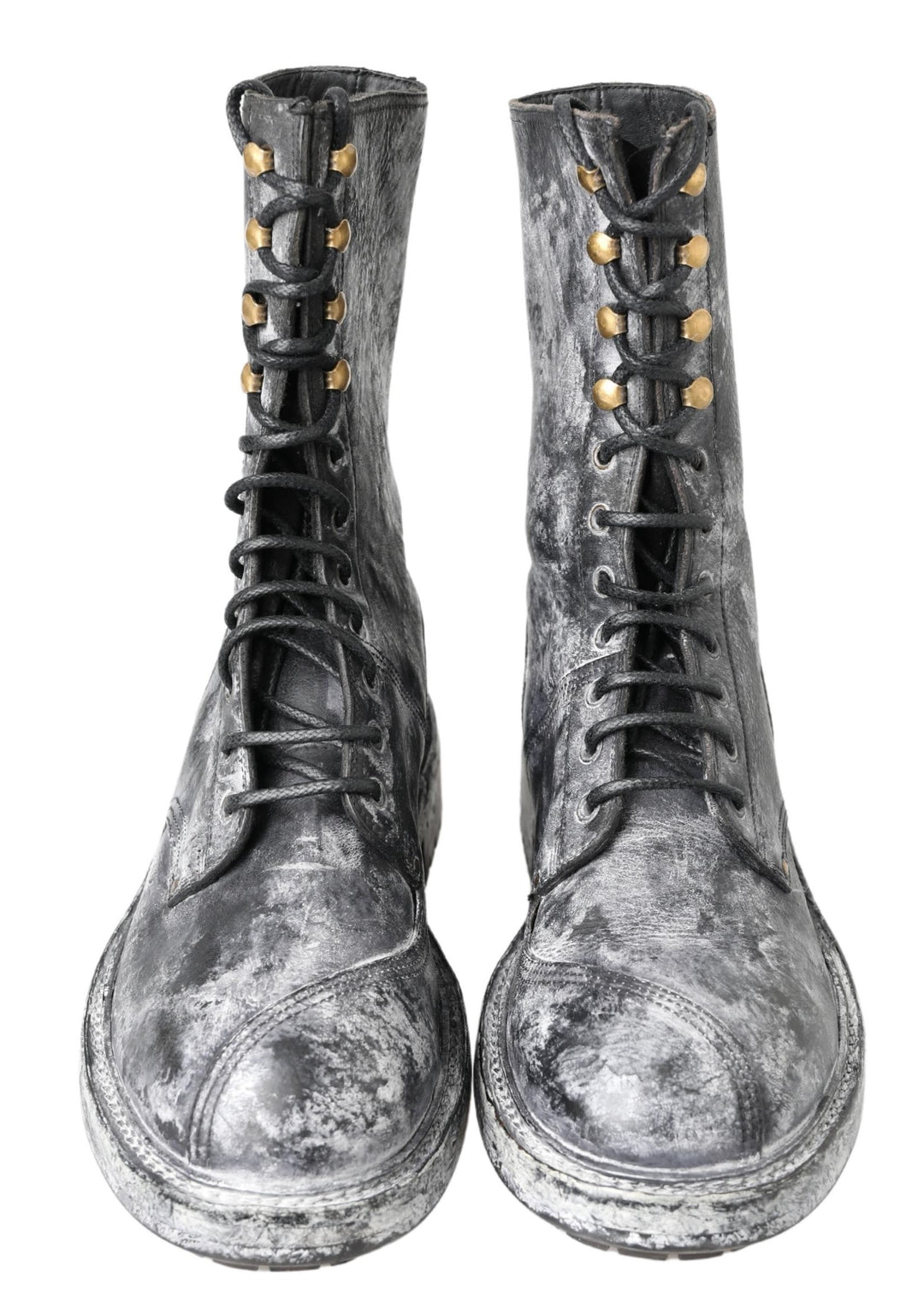 Dolce &amp; Gabbana Sample Sale Dolce &amp; Gabbana Black Gray Leather Mid Calf Boots Shoes - | Designer outlet