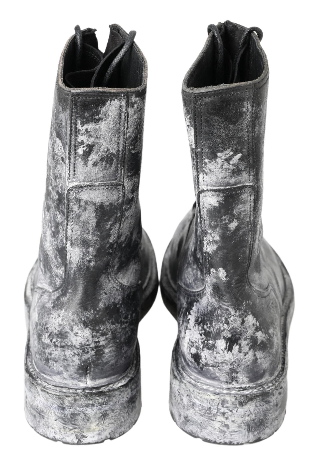 Dolce &amp; Gabbana Sample Sale Dolce &amp; Gabbana Black Gray Leather Mid Calf Boots Shoes - | Designer outlet
