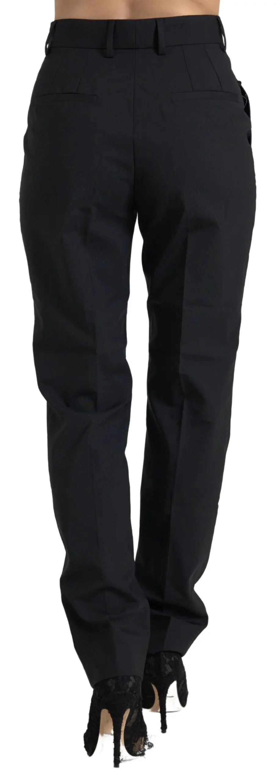 Dolce &amp; Gabbana Sample Sale | Dolce &amp; Gabbana Black Wool High Waist Tapered Pants - | Designer outlet