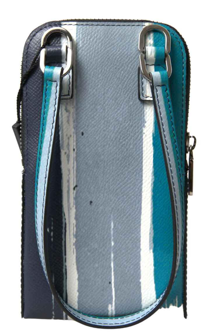 Dolce & Gabbana - Dolce & Gabbana Elegant Leather Crossbody Phone Bag in Blue & White - BAG1083 - Ask Me Wear