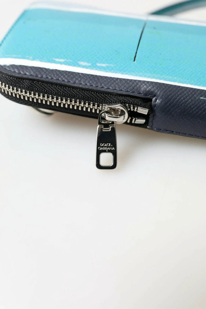 Dolce &amp; Gabbana Blue Leather Purse Crossbody Sling Phone Bag Unisex