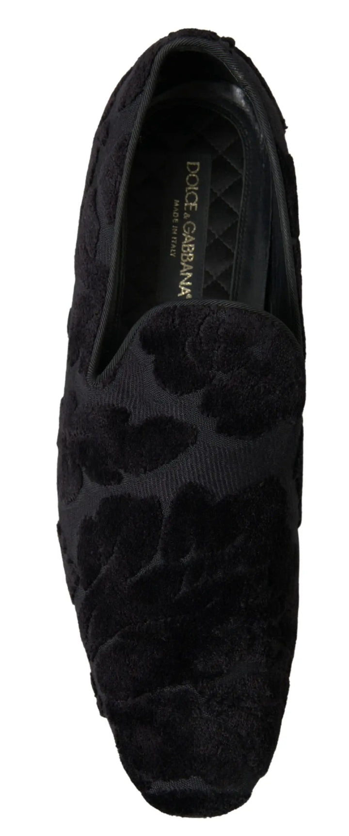 Dolce &amp; Gabbana Black Brocade Loafers Formal Shoes