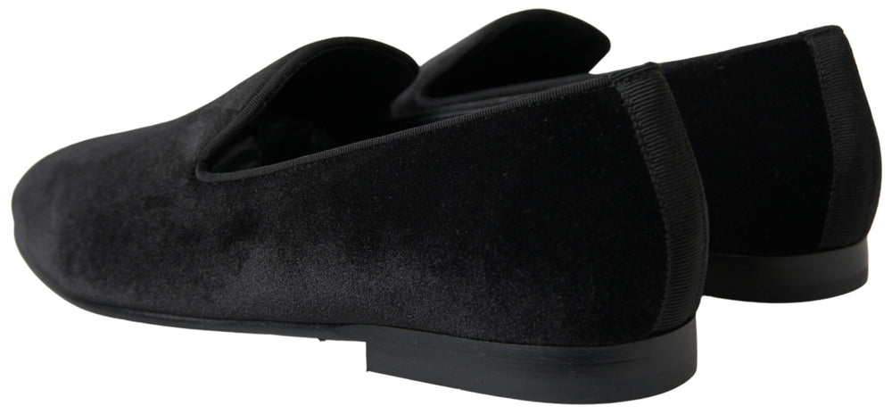 Dolce & Gabbana Black Velvet Loafers Formal Shoes by Dolce & Gabbana outlet now on sale