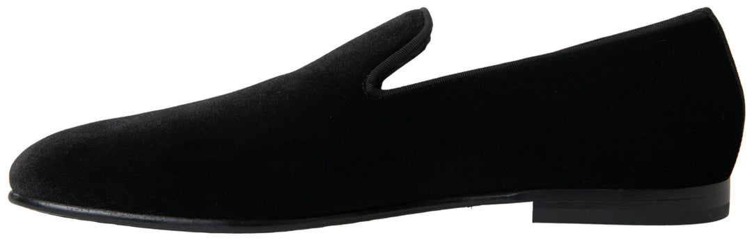 Dolce & Gabbana Black Velvet Loafers Formal Shoes by Dolce & Gabbana outlet now on sale