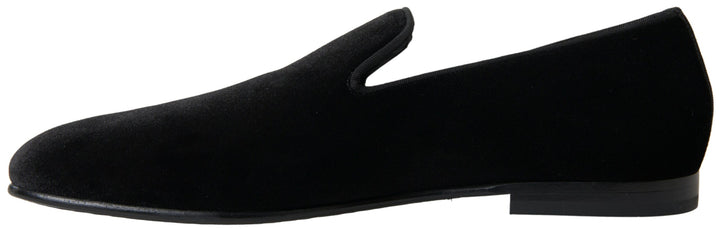 Dolce & Gabbana Black Velvet Loafers Formal Shoes by Dolce & Gabbana outlet now on sale