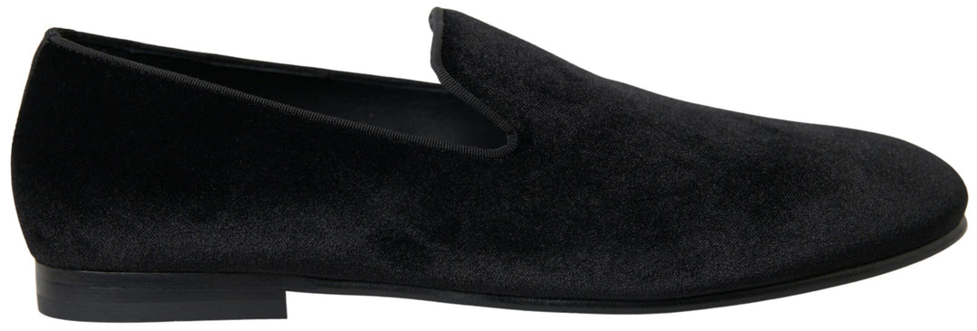 Dolce & Gabbana Black Velvet Loafers Formal Shoes by Dolce & Gabbana outlet now on sale