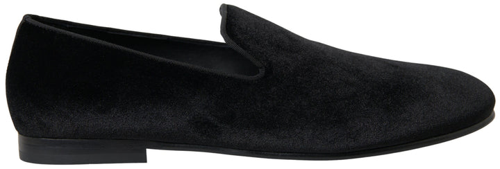 Dolce & Gabbana Black Velvet Loafers Formal Shoes by Dolce & Gabbana outlet now on sale