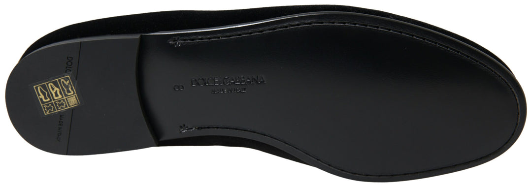 Dolce & Gabbana Black Velvet Loafers Formal Shoes by Dolce & Gabbana outlet now on sale