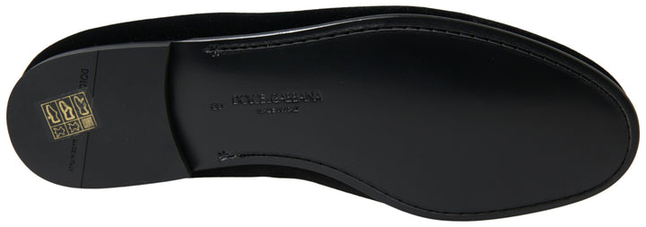 Dolce & Gabbana Black Velvet Loafers Formal Shoes by Dolce & Gabbana outlet now on sale