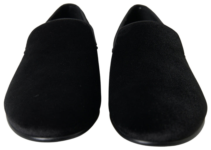 Dolce & Gabbana Black Velvet Loafers Formal Shoes by Dolce & Gabbana outlet now on sale
