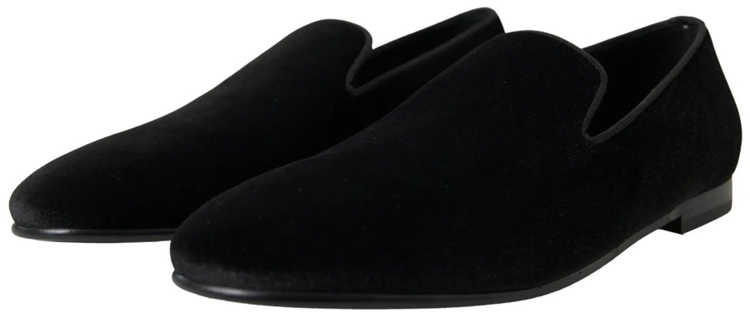 Dolce &amp; Gabbana Sample Sale | Dolce &amp; Gabbana Black Velvet Loafers Formal Shoes - | Designer outlet