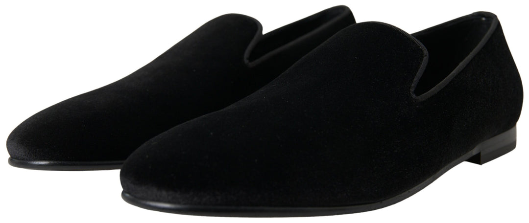 Dolce & Gabbana Black Velvet Loafers Formal Shoes by Dolce & Gabbana outlet now on sale