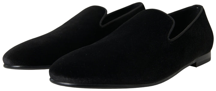Dolce & Gabbana Black Velvet Loafers Formal Shoes by Dolce & Gabbana outlet now on sale
