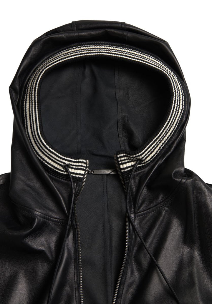 Dolce & Gabbana - Dolce & Gabbana Elegant Black Leather Bomber Jacket - JKT3680 - 46 - Ask Me Wear