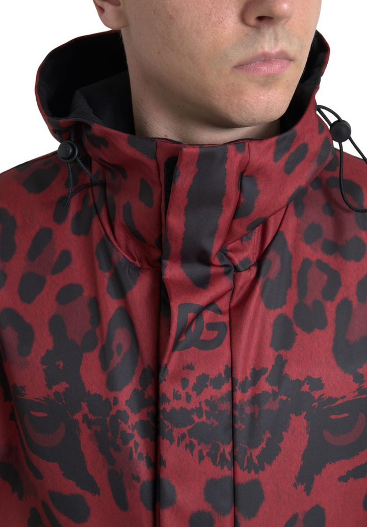 Dolce & Gabbana - Dolce & Gabbana Radiant Red Leopard Print Hooded Jacket - JKT3685 - 48 - Ask Me Wear