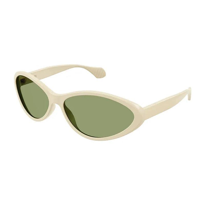 Gucci Sunglasses Cat Eye Full Rim, Shiny Ivory Frame And Green Lens Gg1377S001