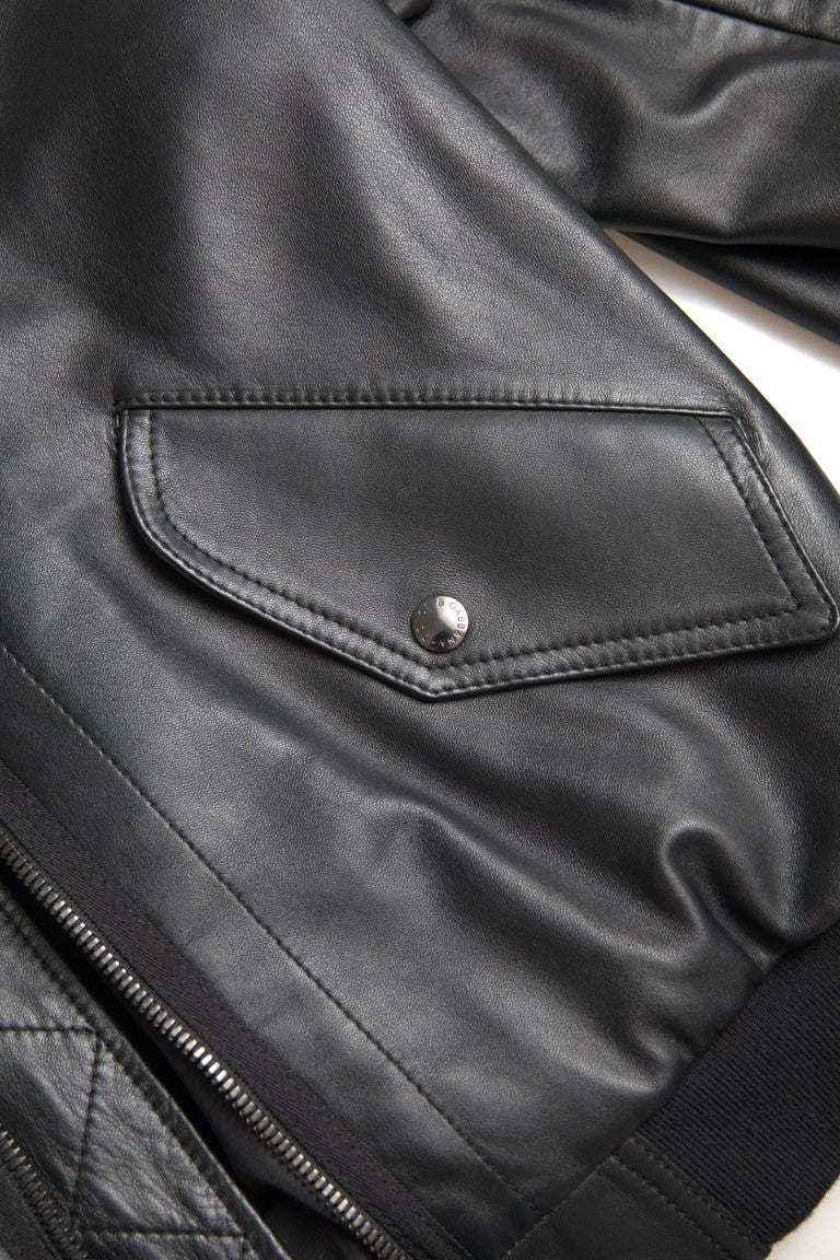 Dolce & Gabbana - Dolce & Gabbana Elegant Black Leather Bomber Jacket - JKT3659 - 44 - Ask Me Wear