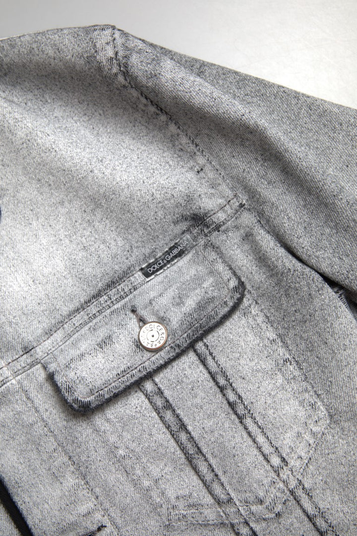 Dolce & Gabbana Elegant Gray Cotton Stretch Denim Jacket