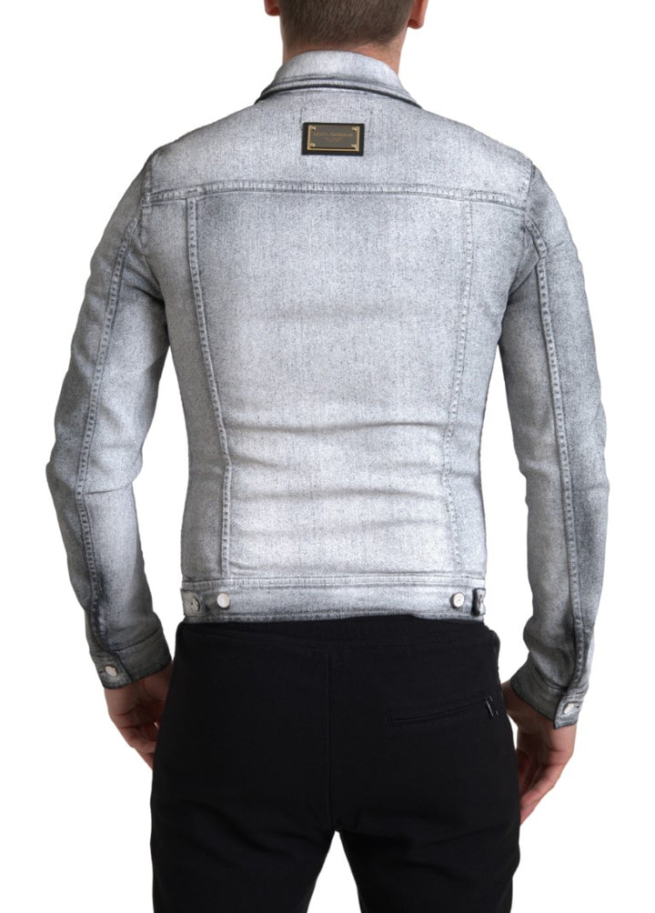 Dolce & Gabbana - Dolce & Gabbana Elegant Gray Cotton Stretch Denim Jacket - JKT3663 - 48 - Ask Me Wear