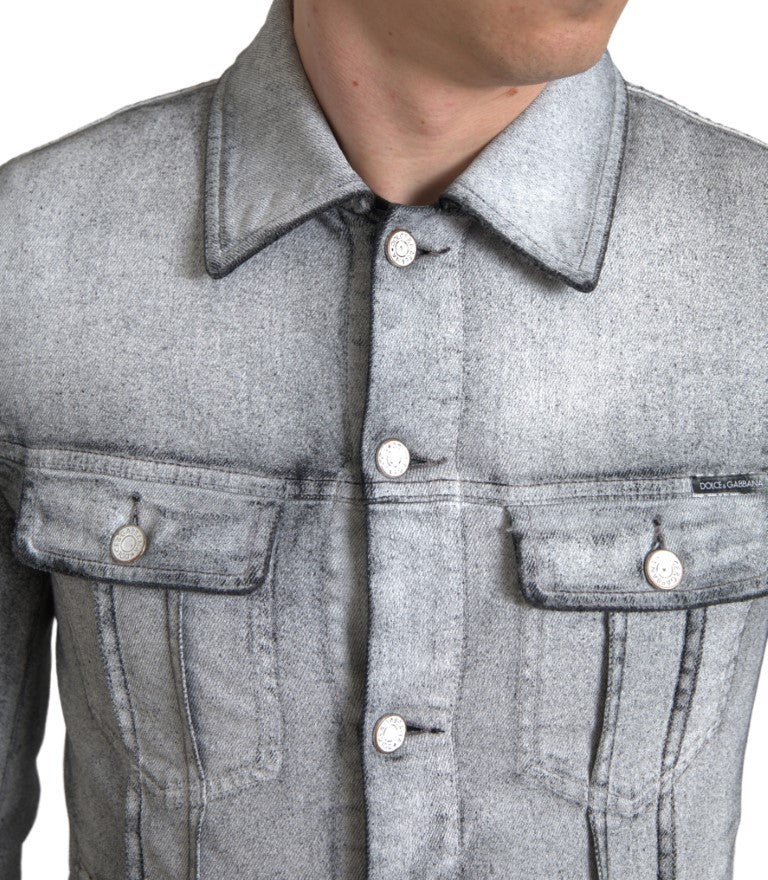 Dolce & Gabbana - Dolce & Gabbana Elegant Gray Cotton Stretch Denim Jacket - JKT3663 - 48 - Ask Me Wear