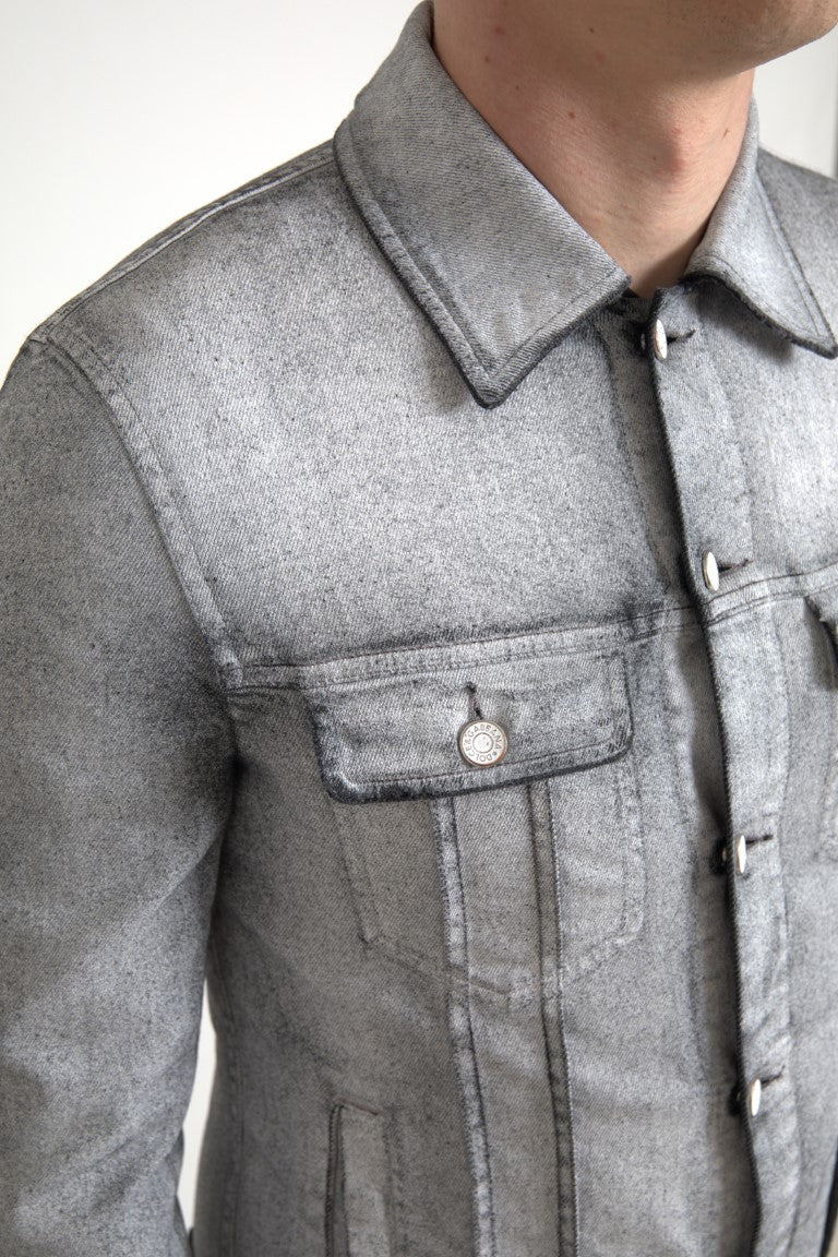 Dolce & Gabbana - Dolce & Gabbana Elegant Gray Cotton Stretch Denim Jacket - JKT3663 - 48 - Ask Me Wear