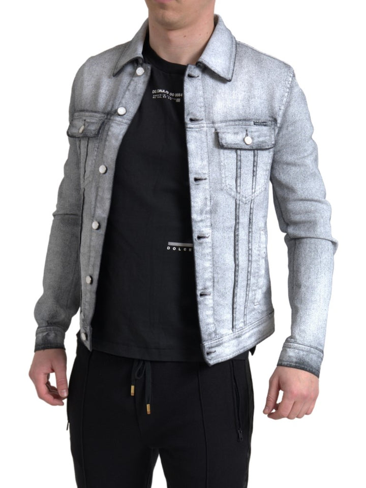 Dolce & Gabbana - Dolce & Gabbana Elegant Gray Cotton Stretch Denim Jacket - JKT3663 - 48 - Ask Me Wear