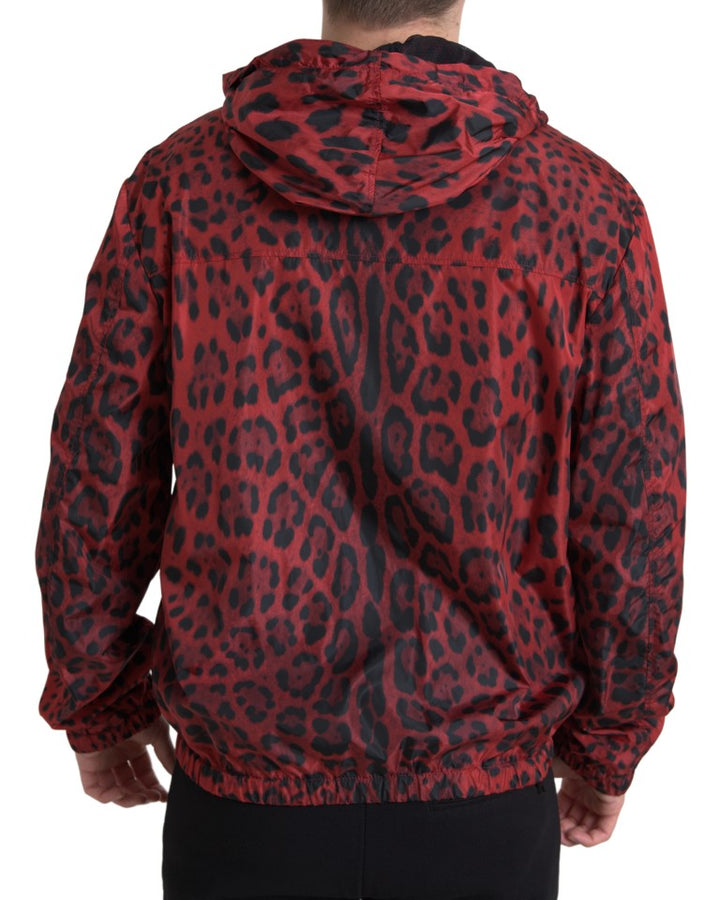 Dolce & Gabbana - Dolce & Gabbana Red Leopard Hooded Bomber Jacket - JKT3688 - 48 - Ask Me Wear