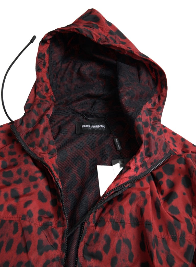 Dolce & Gabbana - Dolce & Gabbana Red Leopard Hooded Bomber Jacket - JKT3688 - 48 - Ask Me Wear