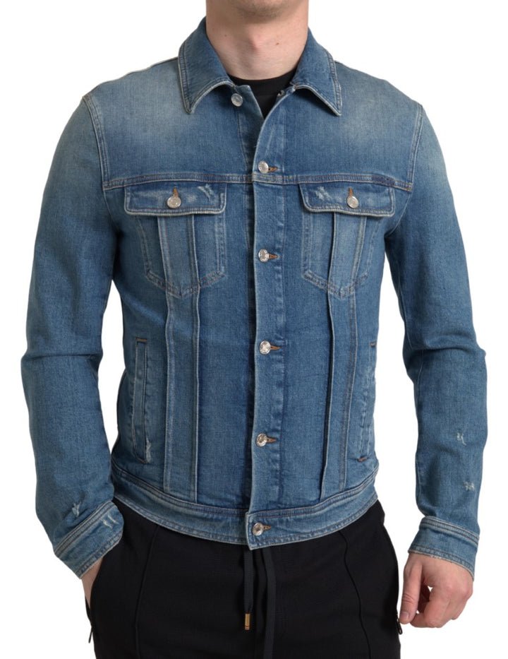 Dolce & Gabbana - Dolce & Gabbana Elegant Blue Denim Stretch Jacket - TSH84178 - 50 - Ask Me Wear