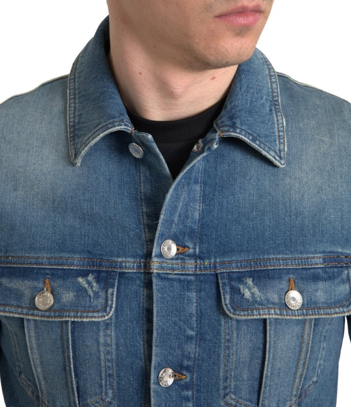 Dolce & Gabbana - Dolce & Gabbana Elegant Blue Denim Stretch Jacket - TSH84178 - 50 - Ask Me Wear