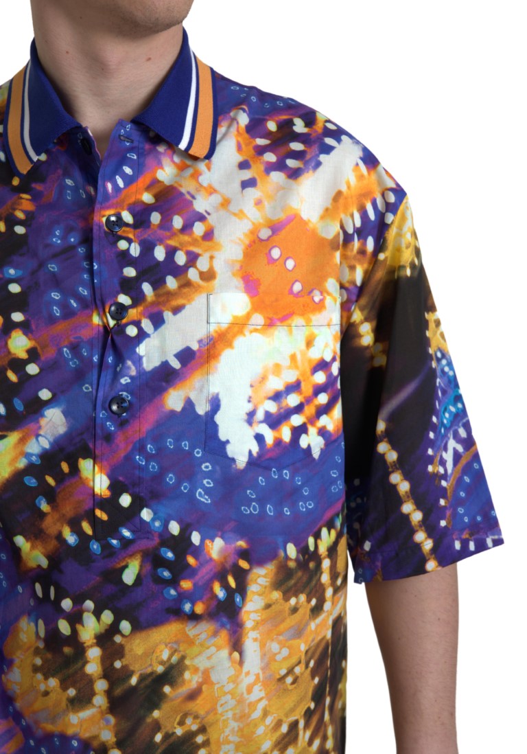 Dolce &amp; Gabbana Luminaire Print Cotton Polo Top Men Shirt by Dolce &amp; Gabbana outlet now on sale