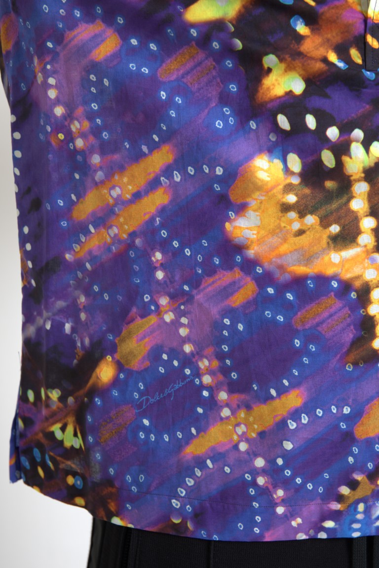 Dolce &amp; Gabbana Luminaire Print Cotton Polo Top Men Shirt by Dolce &amp; Gabbana outlet now on sale