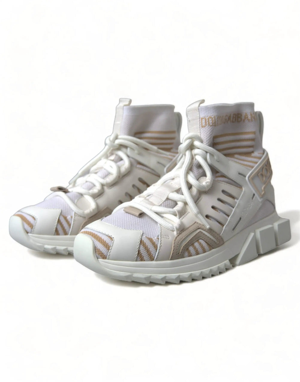 Dolce & Gabbana Sample Sale | Dolce & Gabbana White Beige Sorrento Socks Sneakers Shoes - | Designer outlet