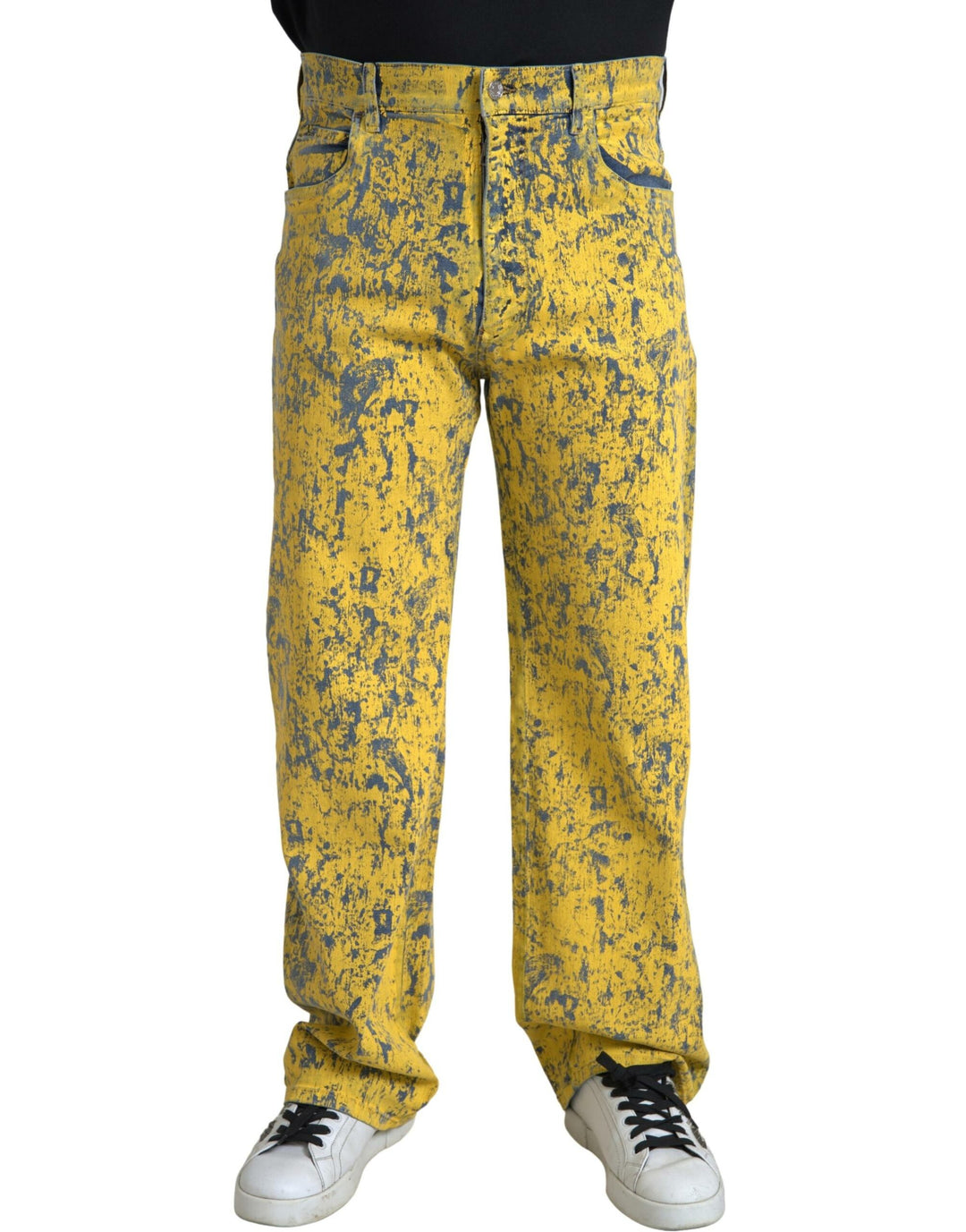 Dolce &amp; Gabbana Sample Sale Dolce &amp; Gabbana Yellow Cotton Tie Dye Straight Denim Jeans - | Designer outlet