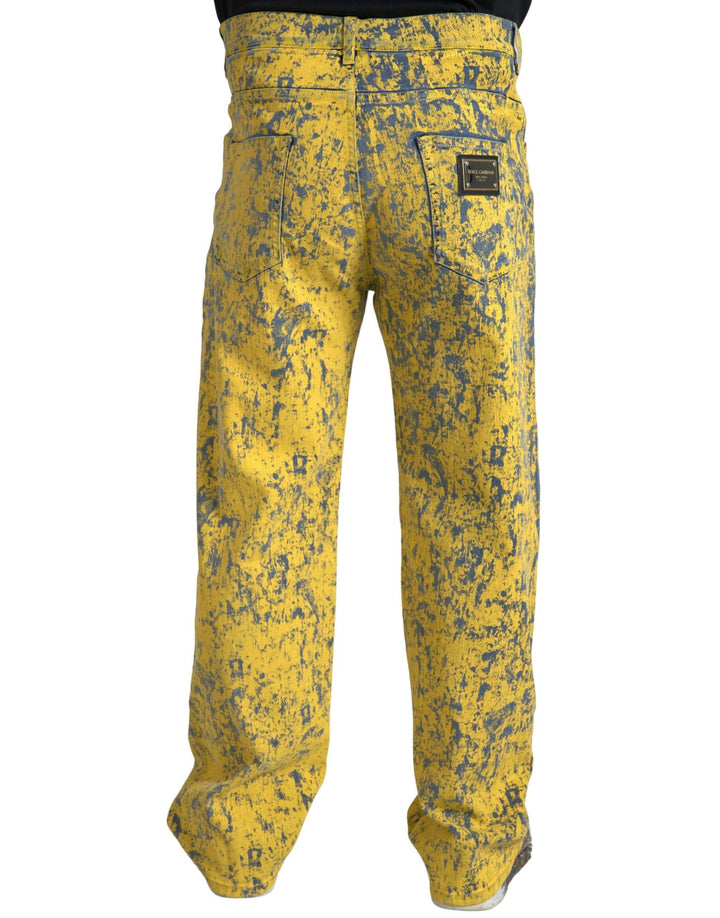 Dolce &amp; Gabbana Sample Sale Dolce &amp; Gabbana Yellow Cotton Tie Dye Straight Denim Jeans - | Designer outlet