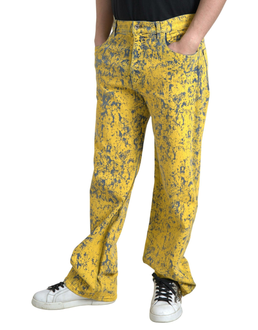 Dolce &amp; Gabbana Sample Sale Dolce &amp; Gabbana Yellow Cotton Tie Dye Straight Denim Jeans - | Designer outlet