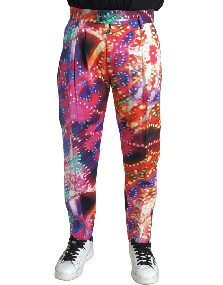 Dolce &amp; Gabbana Sample Sale Dolce &amp; Gabbana Multicolor Printed Linen Men Trouser Pants - | Designer outlet