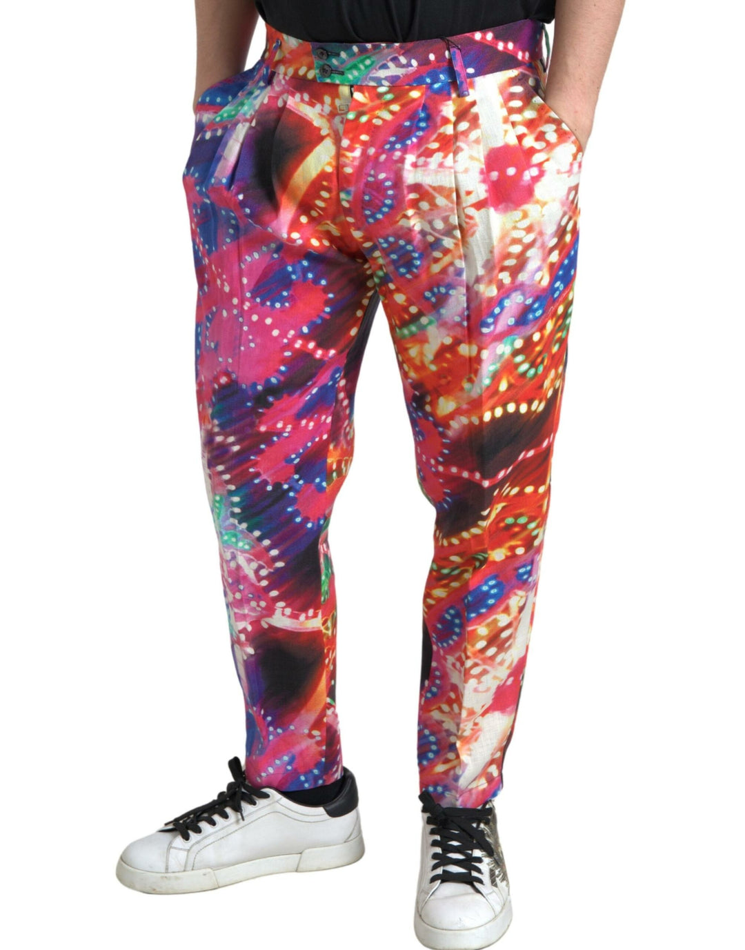 Dolce &amp; Gabbana Sample Sale Dolce &amp; Gabbana Multicolor Printed Linen Men Trouser Pants - | Designer outlet