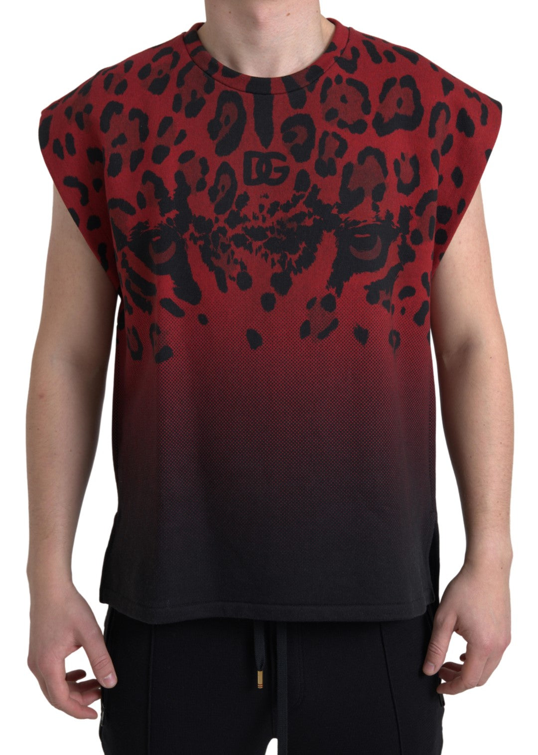 Dolce &amp; Gabbana Sample Sale Dolce &amp; Gabbana Red Leopard Cotton Sleeveless Tank T-shirt - | Designer outlet
