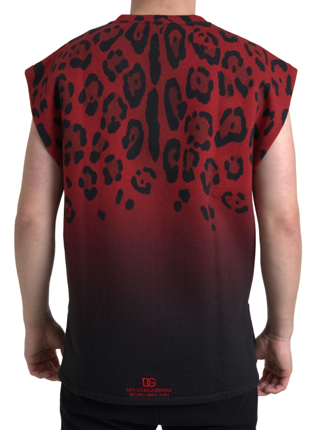 Dolce &amp; Gabbana Sample Sale Dolce &amp; Gabbana Red Leopard Cotton Sleeveless Tank T-shirt - | Designer outlet