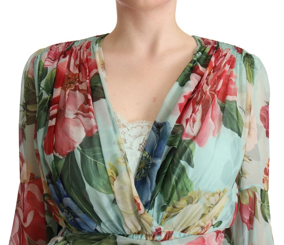 Dolce & Gabbana Floral Silk Midi Wrap Dress IT42|M Dolce & Gabbana Floral Silk Midi Wrap Dress IT42|M