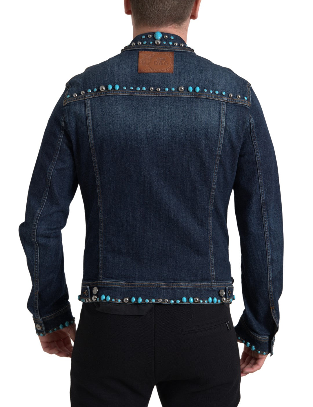 Dolce & Gabbana - Dolce & Gabbana Embellished Turquoise Denim Jacket - JKT3667 - 52 - Ask Me Wear