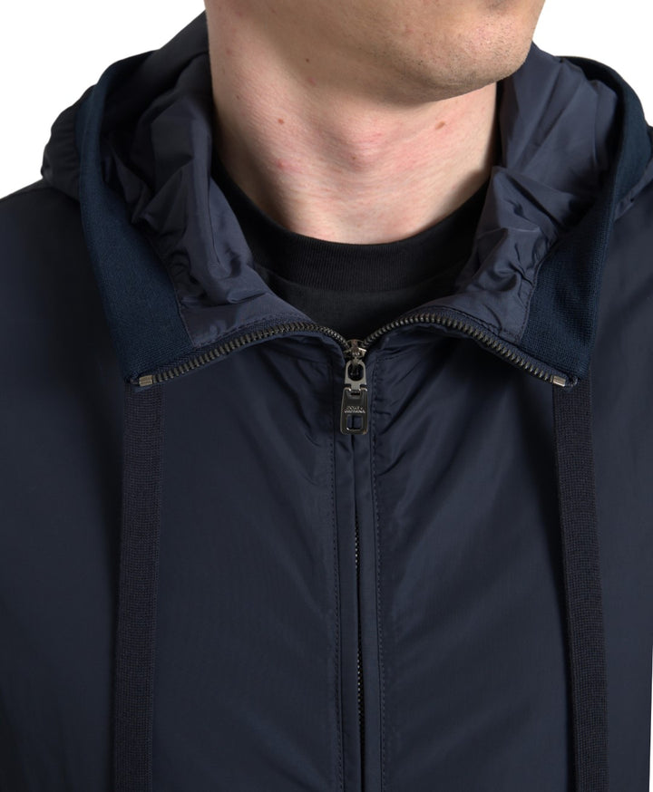 Dolce & Gabbana - Dolce & Gabbana Elegant Blue Hooded Sweatshirt with Zip Closure - JKT3677 - 46 - Ask Me Wear