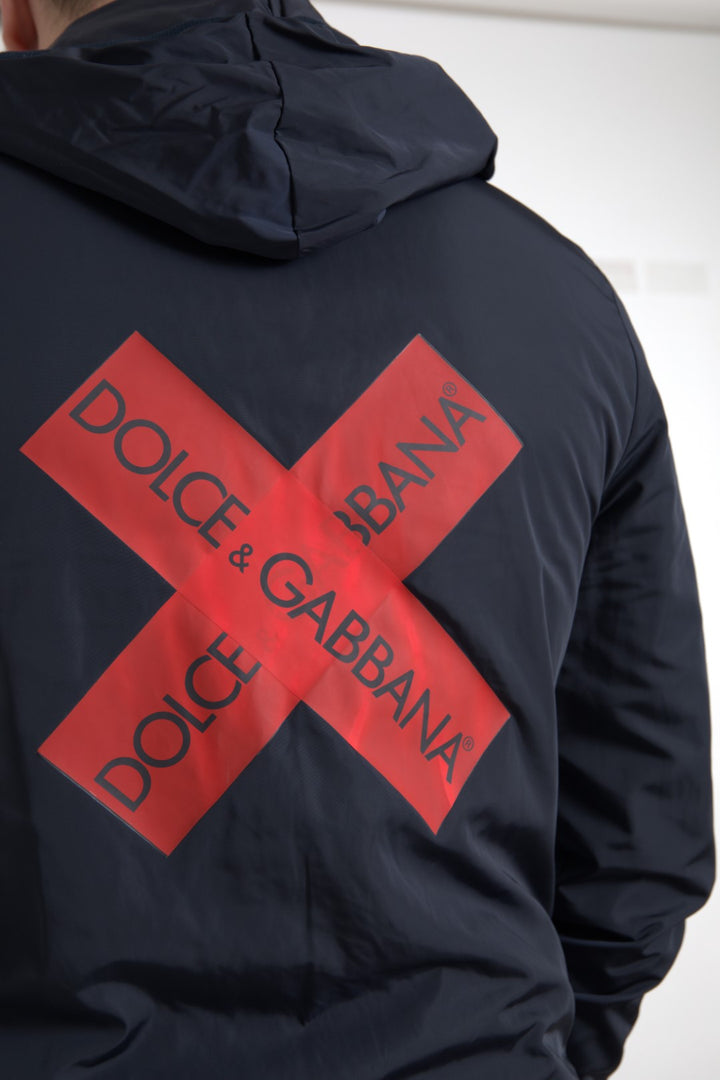 Dolce & Gabbana - Dolce & Gabbana Elegant Blue Hooded Sweatshirt with Zip Closure - JKT3677 - 46 - Ask Me Wear