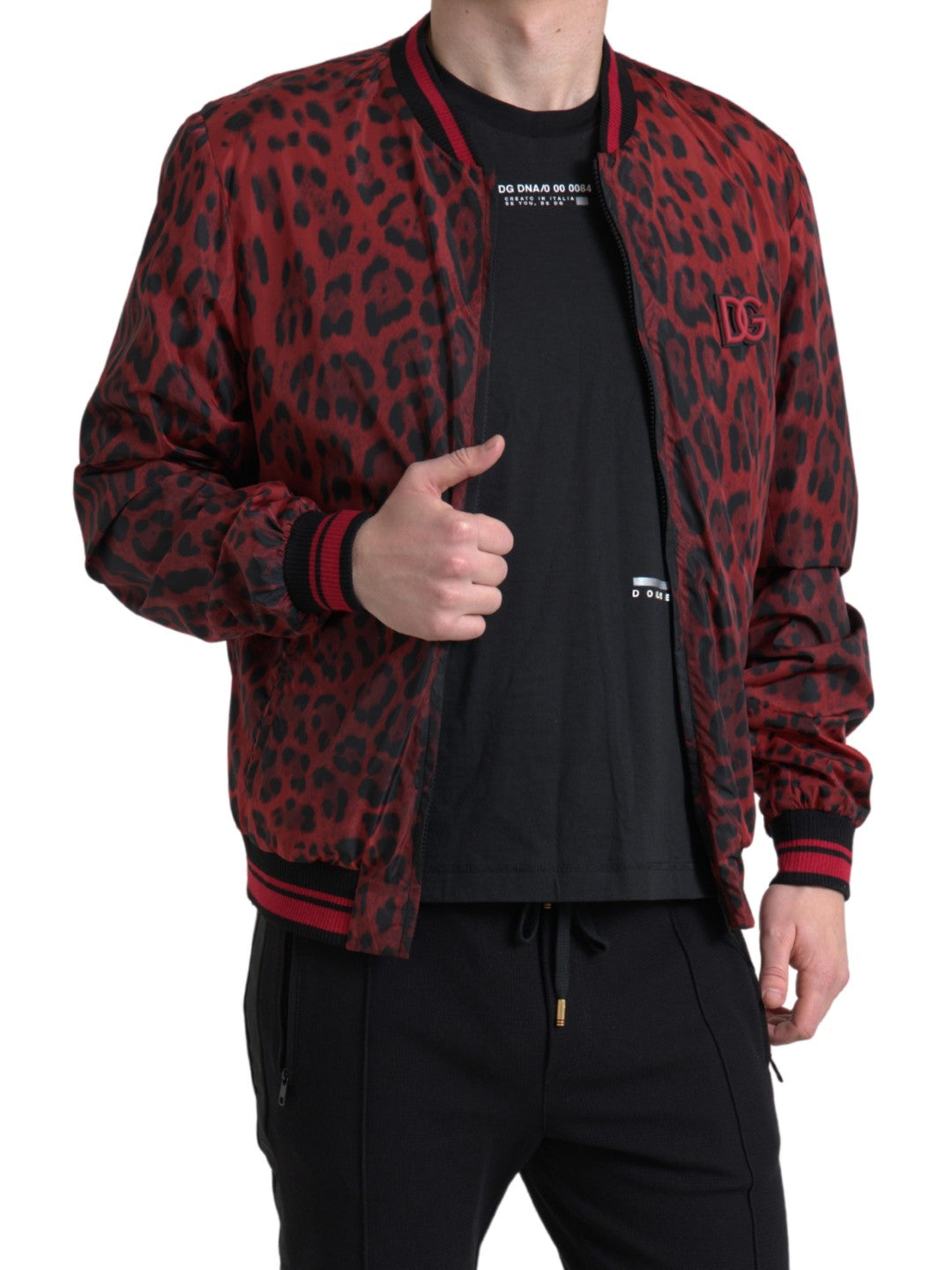 Dolce & Gabbana - Dolce & Gabbana Red Leopard Print Bomber Jacket - JKT3713 - 50 - Ask Me Wear