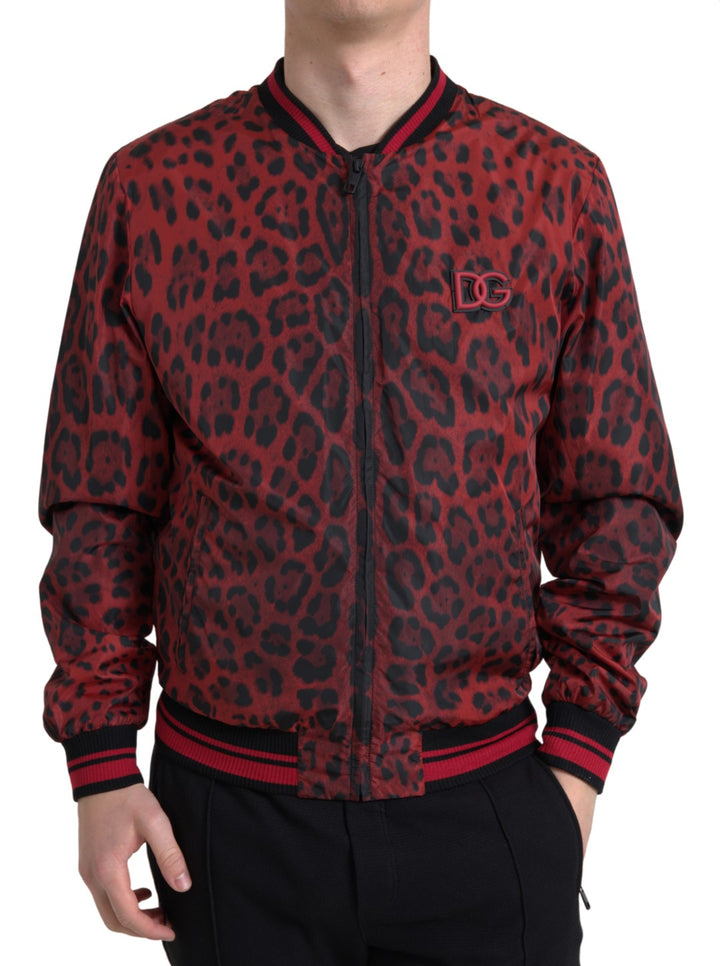 Dolce & Gabbana - Dolce & Gabbana Red Leopard Print Bomber Jacket - JKT3713 - 50 - Ask Me Wear