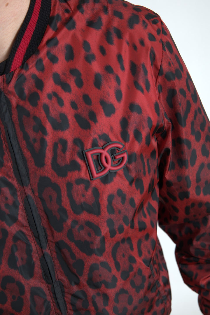 Dolce & Gabbana - Dolce & Gabbana Red Leopard Print Bomber Jacket - JKT3713 - 50 - Ask Me Wear