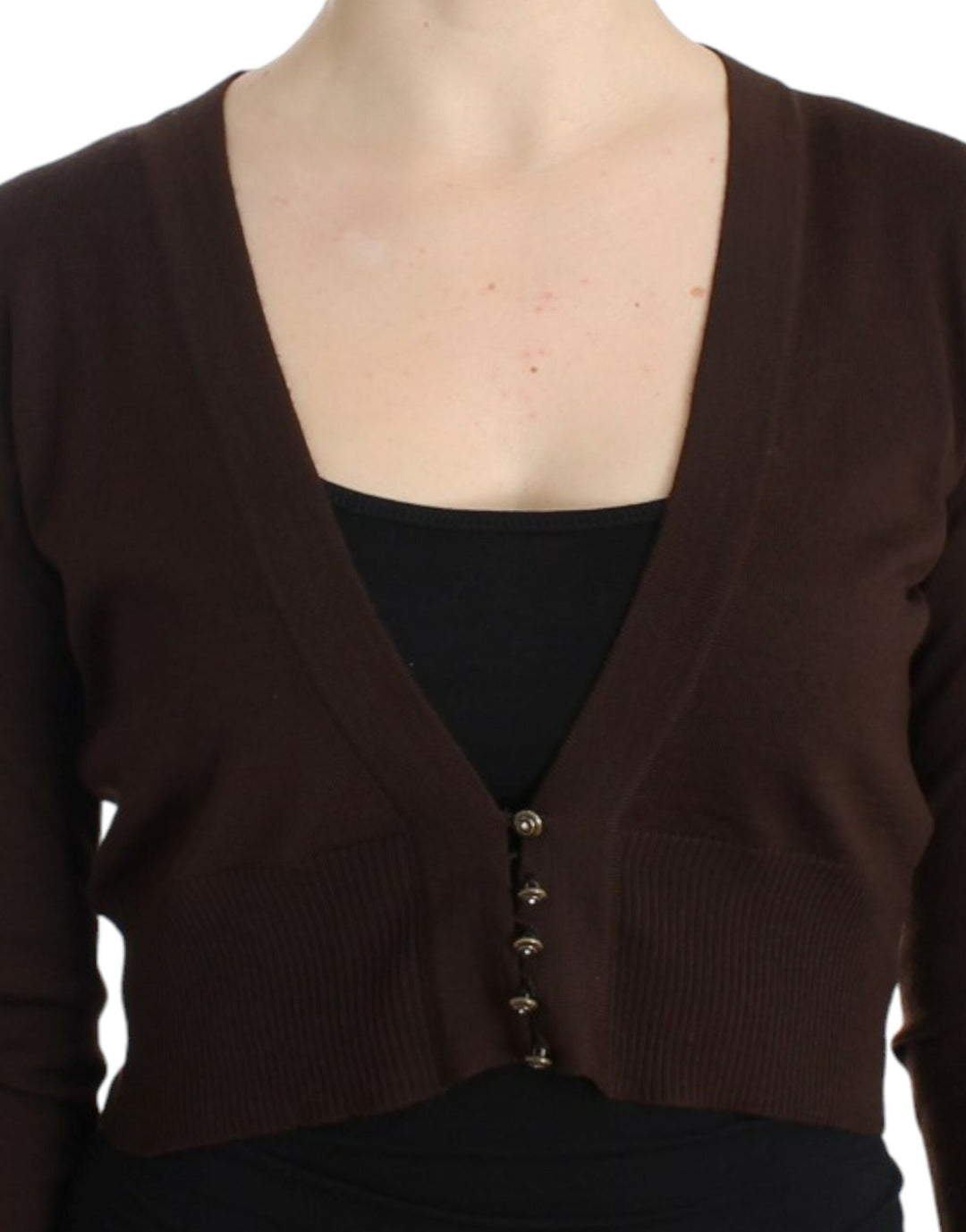 Cavalli Brown cropped wool cardigan by Cavalli outlet now on sale