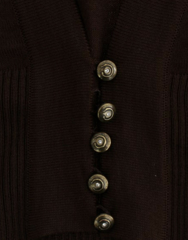 Cavalli Brown cropped wool cardigan by Cavalli outlet now on sale